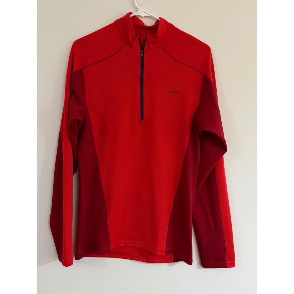 Patagonia Capilene 3 Midweight 1/4 Zip Pullover Red Polartec Mens Small 44441